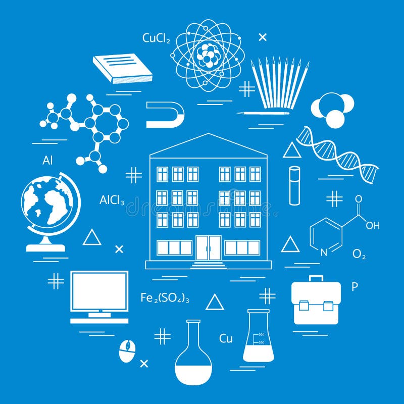 Vector Illustration of Variety Scientific, Education Elements in Stock