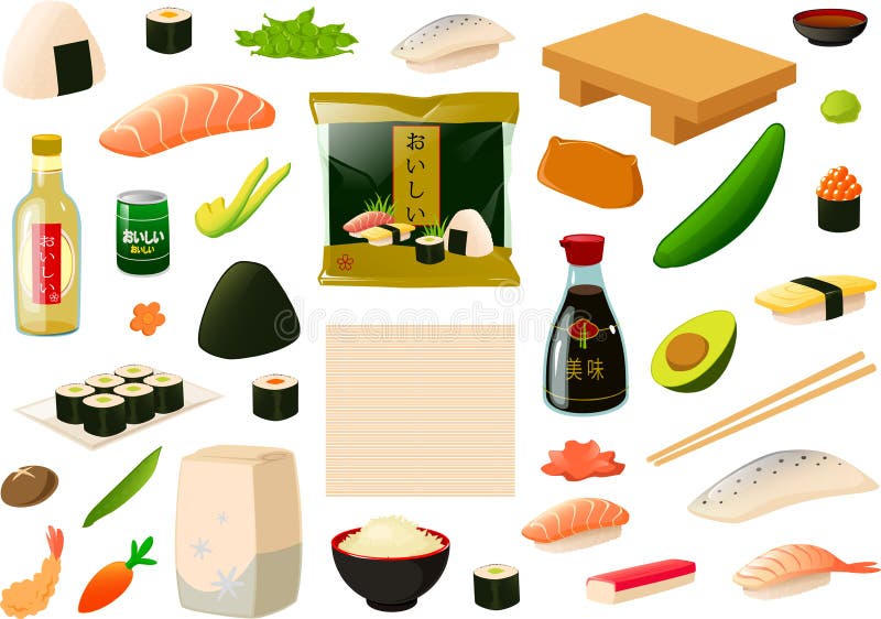 https://thumbs.dreamstime.com/b/vector-illustration-various-asian-japanese-food-items-ingredients-making-sushi-isolated-white-background-vector-169290526.jpg