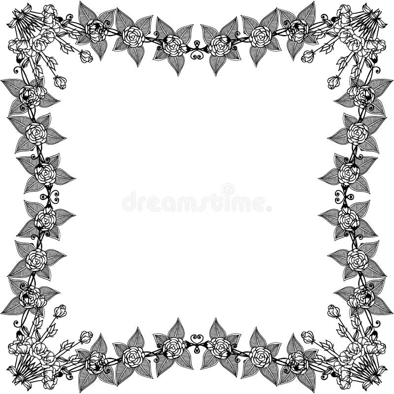 Vector Illustration Various Flower Frame with Decoration Style Stock