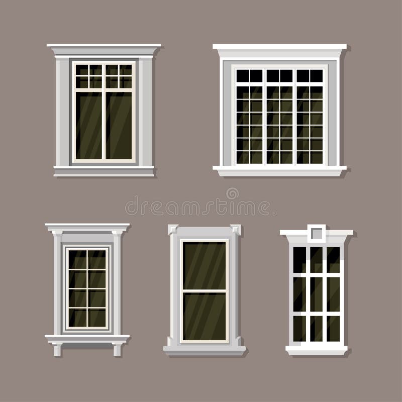 Vector Illustration of Various House Window Designs Set Stock Vector -  Illustration of facade, classic: 205560821