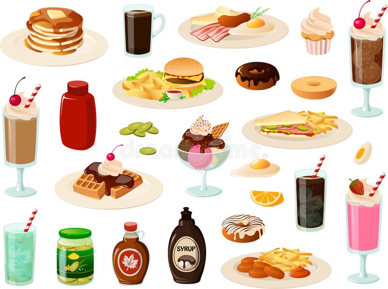 american style diner food clipart