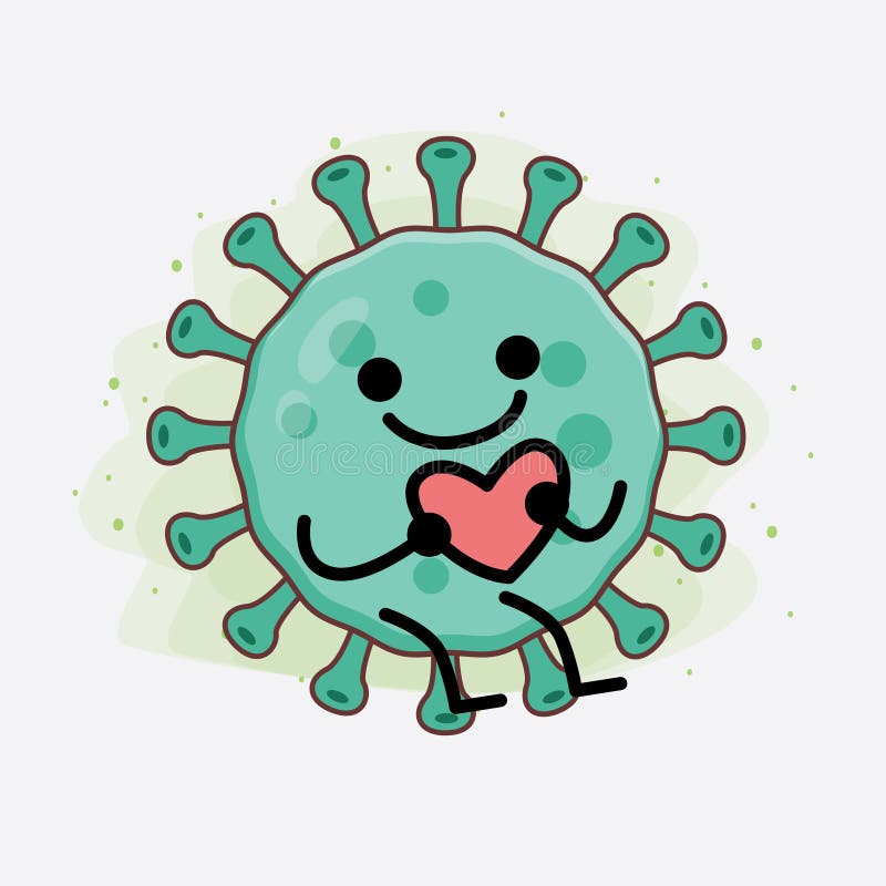 Virus Cute Character Illustration with Simple Face, Hands and Legs on ...