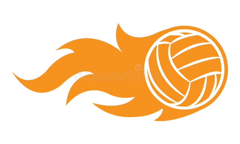 Vector Illustration of Volleyball Ball with Classic Simple Flame Stock ...