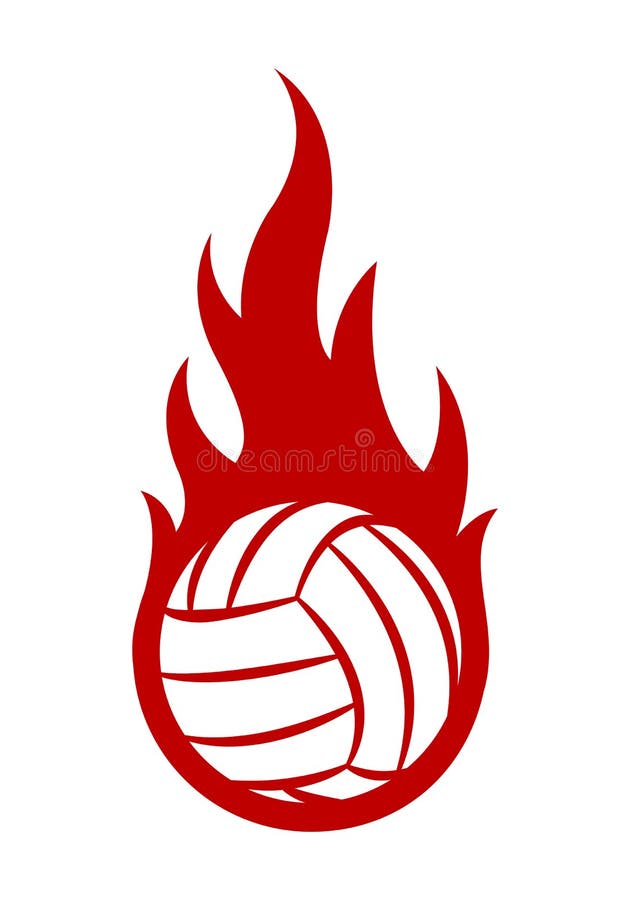 Vector Illustration of Volleyball Ball with Classic Simple Flame Stock ...