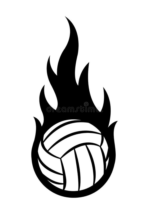Vector Illustration Volleyball Ball Simple Flame Stock Illustrations ...