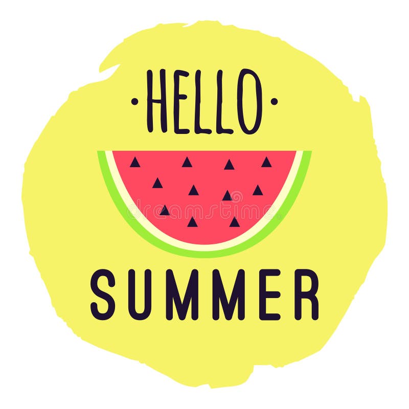 Tropical Happy Summer Slogan With Watermelon Illustration Stock Vector ...