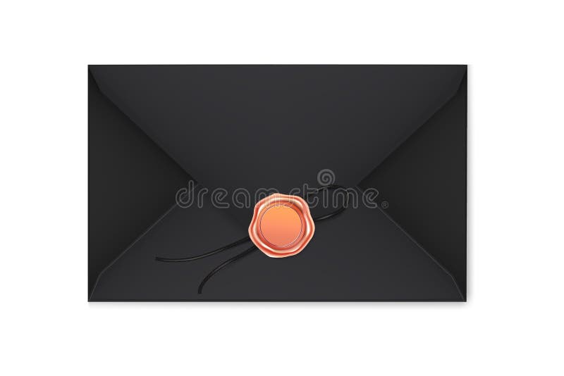 Realistic Black Envelopes with a Stamp on a Light Background. Stock