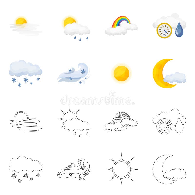 Vector Design of Weather and Climate Icon. Set of Weather and Cloud ...