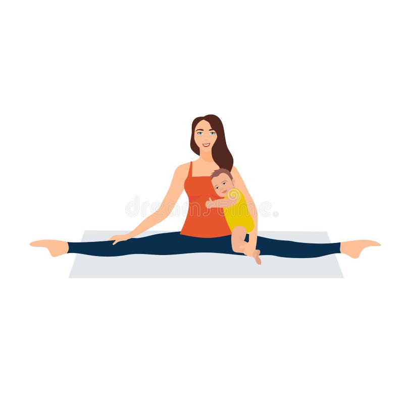 Vector illustration on white background. Asanas with twine in yoga. Beautiful young woman doing stretching gymnastic stock illustration Vector illustration on white background. Asanas with twine in yoga. Beautiful young woman doing stretching gymnastic stock illustration