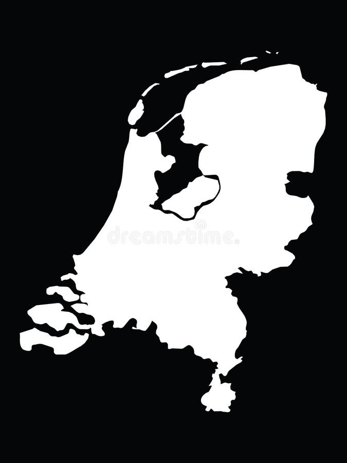 White Map of Netherlands on Black Background Stock Vector ...