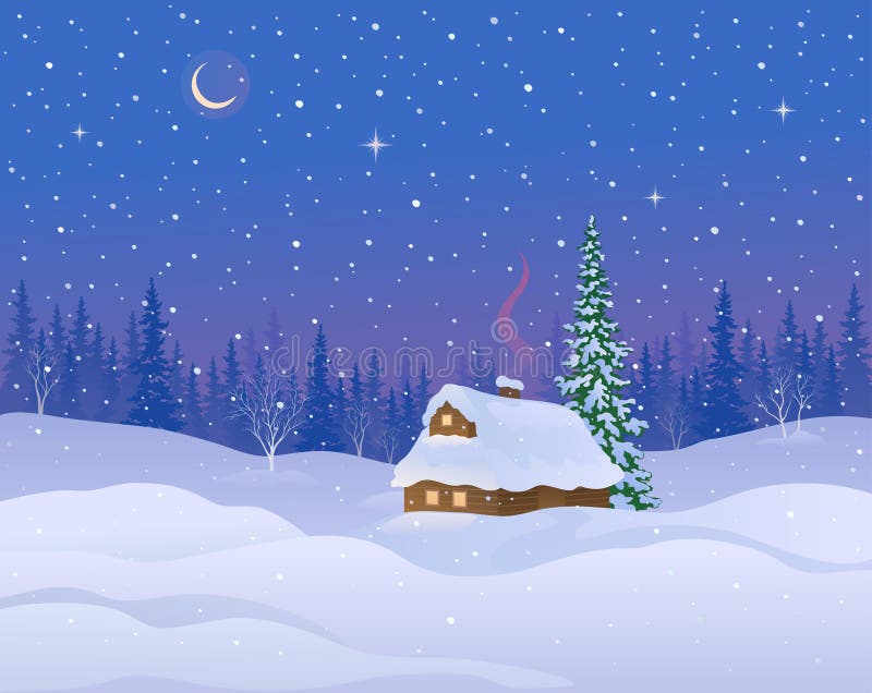 snowy cabin clipart