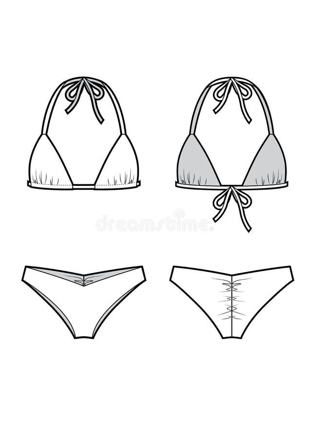 Set of Womens Swimsuits Fashion Flat Sketches 2 Styles / - Etsy