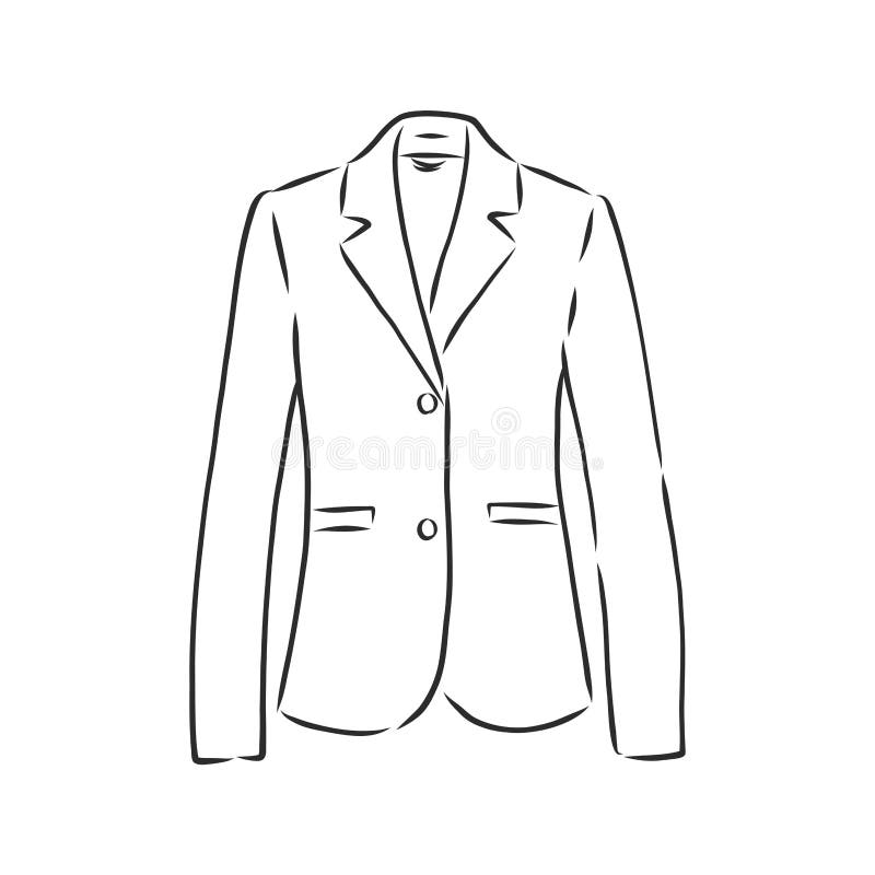 Vector Illustration Of Women`s Blazer. Women`s Classic Suit Jacket, Vector Sketch Illustration