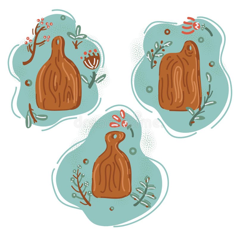 Vector Illustration of Wood Cutting Board, Handmade Wood Cutting Board