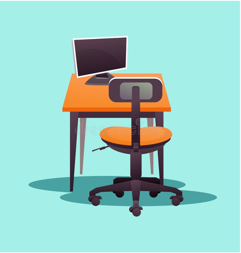 Working computer desk royalty free illustration