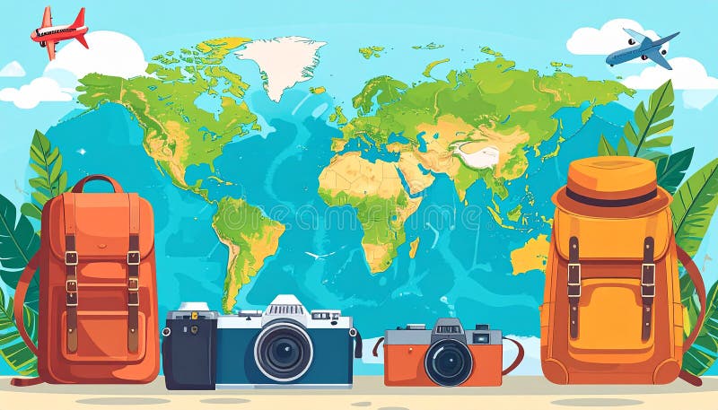 Vector illustration of world travel photos royalty free illustration