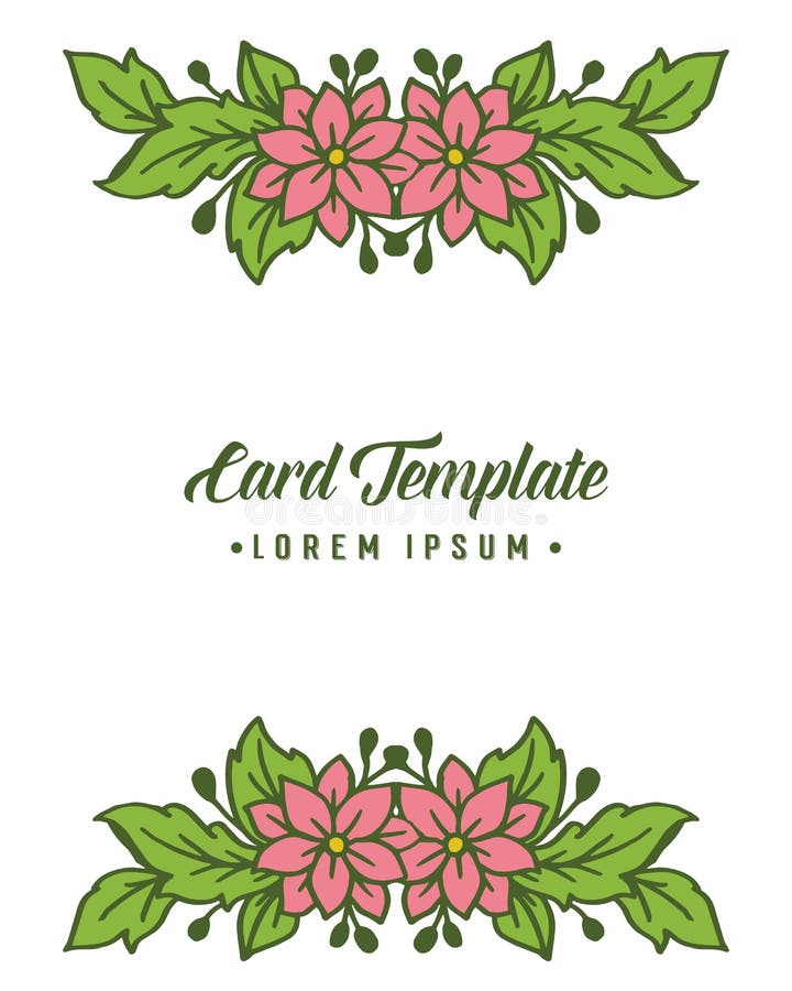 Vector Illustration Writing of Card Template with Green Leafy Flower ...