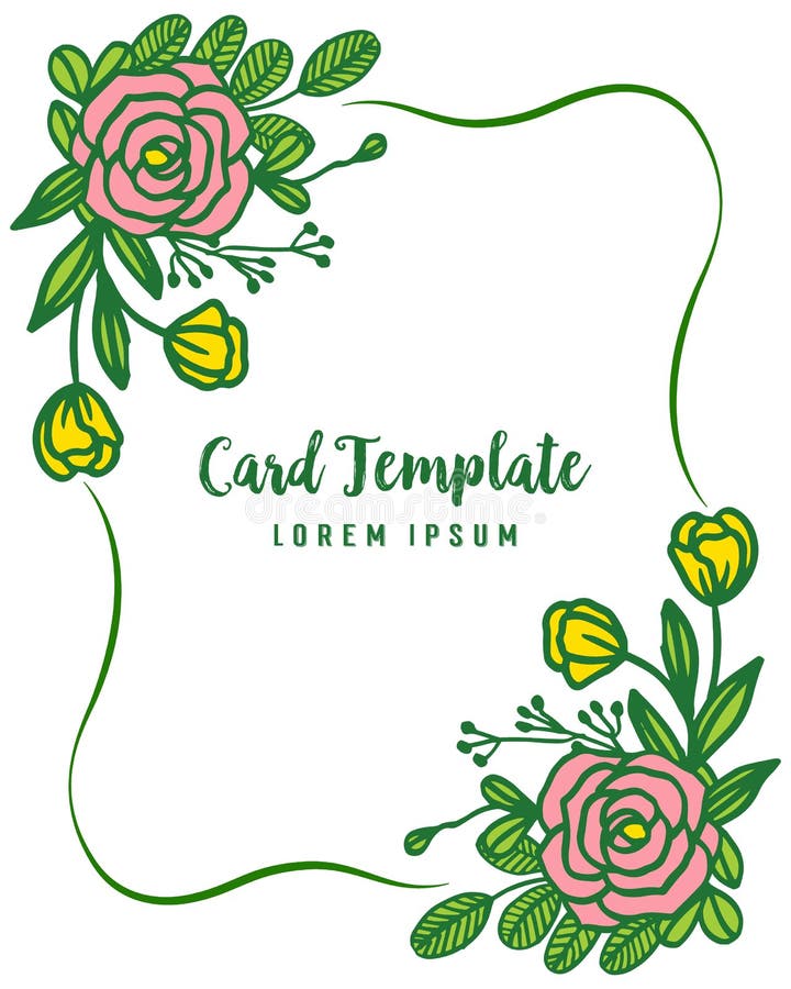 Vector Illustration Writing of Card Template with Various Style Leaf ...