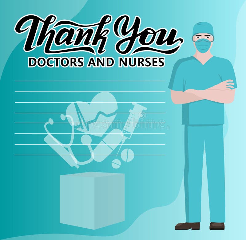 Thank You Text Healthcare Heroes Sign with Doctor Stock Vector ...