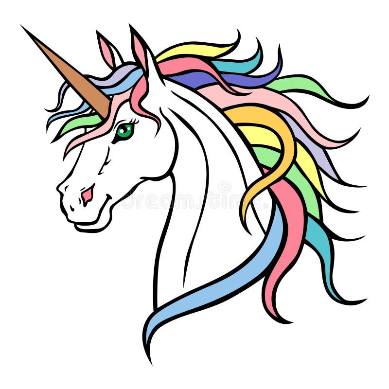 Unicorn Portrait With Rainbows Mane Stock Vector - Illustration of ...