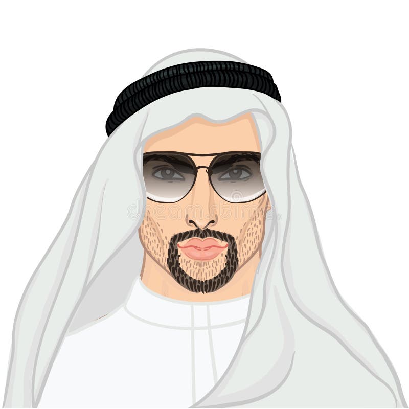 Vector Illustrationsporträt eines arabischen Mannes im keffiyeh stock abbildung Vector Illustrationsporträt eines arabischen Mannes im keffiyeh stock abbildung