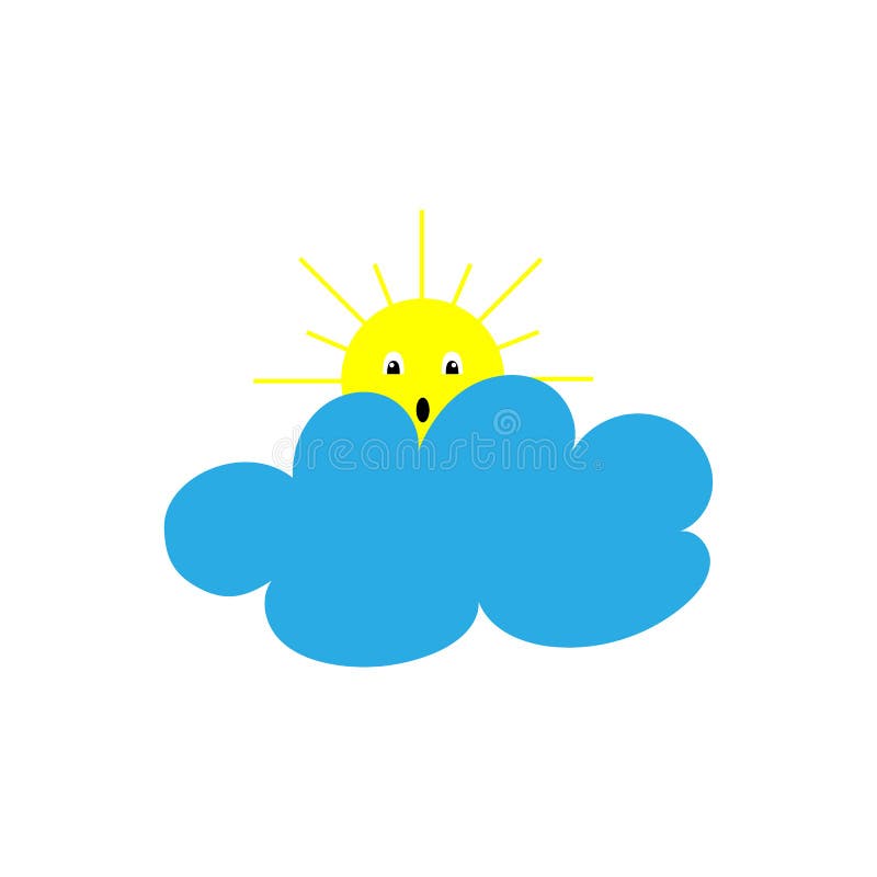 Vector illustraton Gele zon met gezicht en ogen onder de wolk De zomerpictogram vector illustratie Vector illustraton Gele zon met gezicht en ogen onder de wolk De zomerpictogram vector illustratie