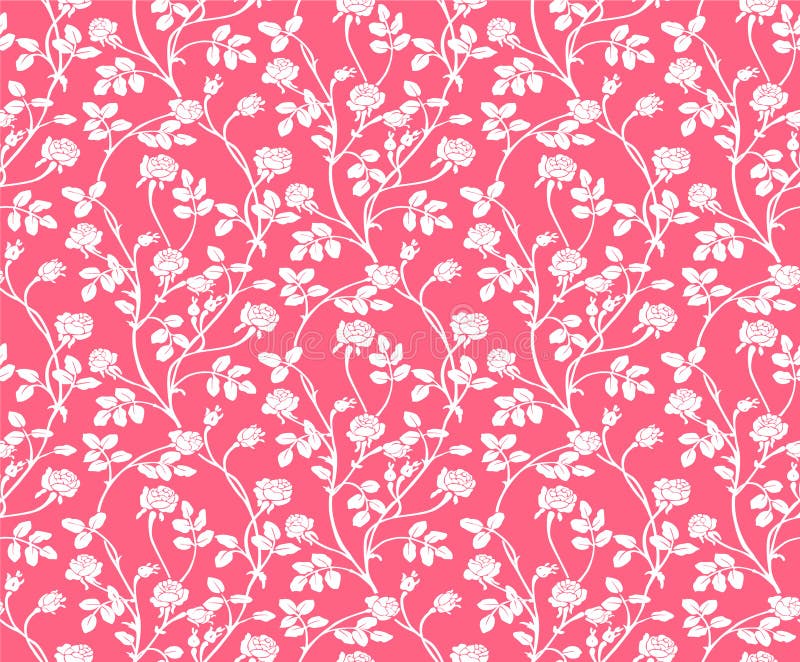 Vector Illustrator of Pink and White Seamless Flower Pattern Stock