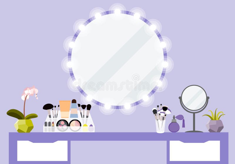 Vector a ilustração com tabela da composição, espelho e produto dos cosméticos ilustração do vetor Vector a ilustração com tabela da composição, espelho e produto dos cosméticos ilustração do vetor
