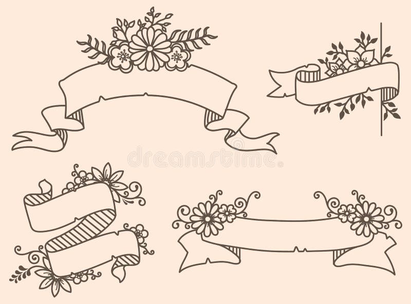 Vector a ilustração de uma coleção de fitas florais ilustração stock Vector a ilustração de uma coleção de fitas florais ilustração stock