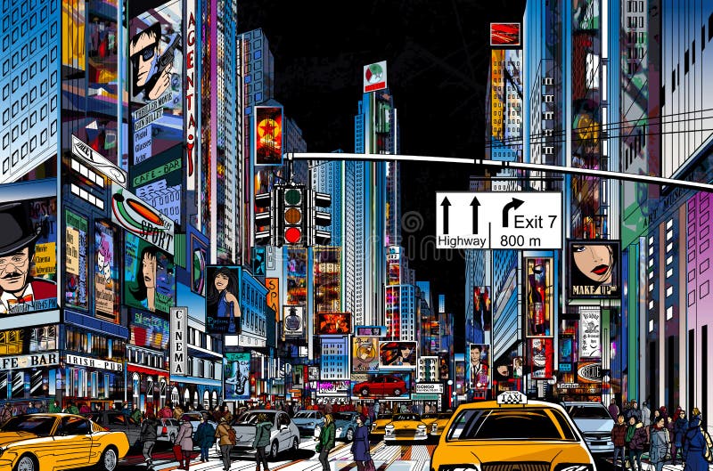 Rua em New York City ilustração do vetor Rua em New York City ilustração do vetor