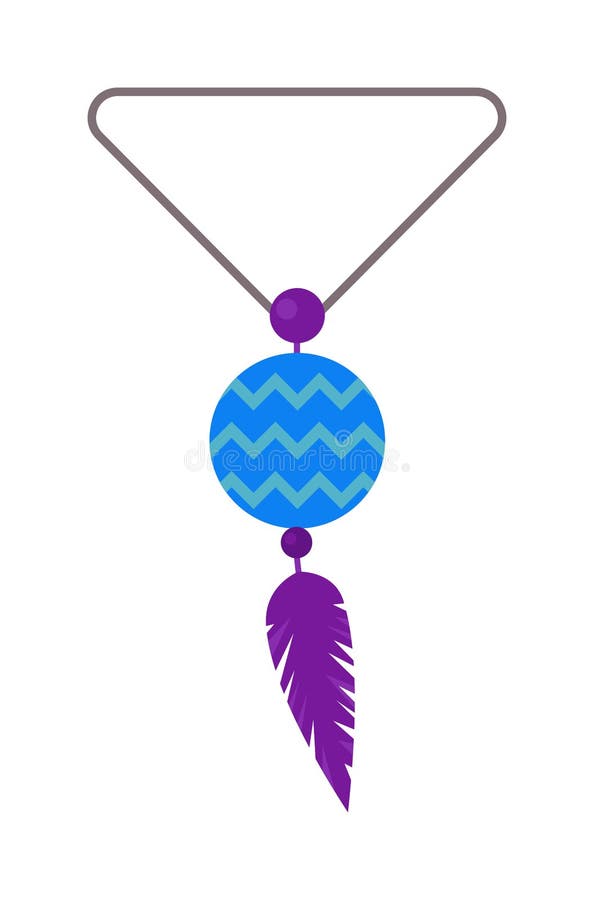 Vector a ilustração do amuleto tribal do pendente com penas e pedra lunar ilustração do vetor Vector a ilustração do amuleto tribal do pendente com penas e pedra lunar ilustração do vetor