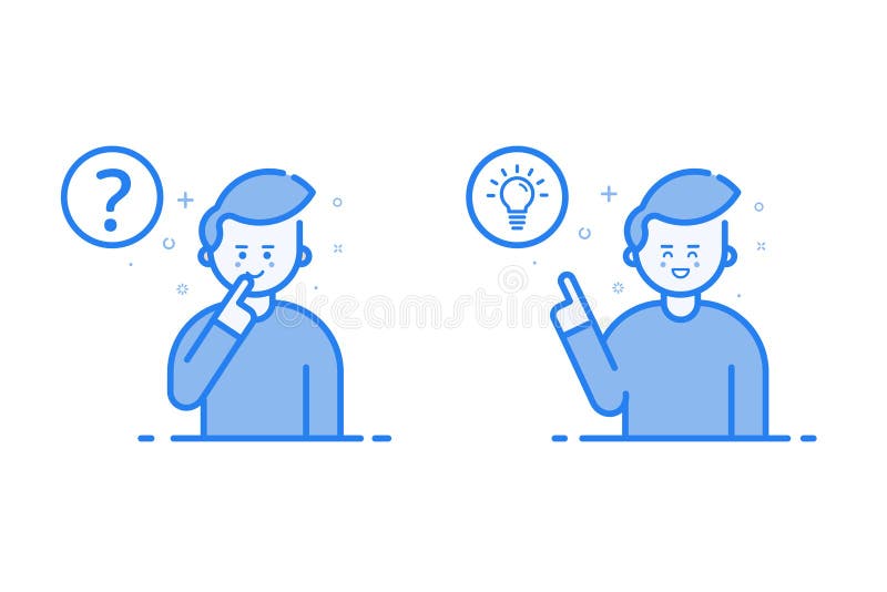 Vector a ilustração no estilo linear liso e em cores azuis - conceito da resolução de problemas ilustração royalty free Vector a ilustração no estilo linear liso e em cores azuis - conceito da resolução de problemas ilustração royalty free