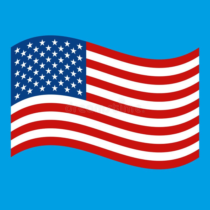 Vector Image of American Flag on Blue Background. Isolated. Stock
