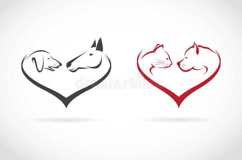 Vector image of animal on heart shape on white background vector illustration