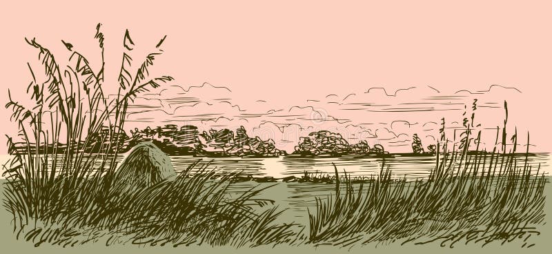 River flow sketch stock vector. Illustration of drawing - 91281724