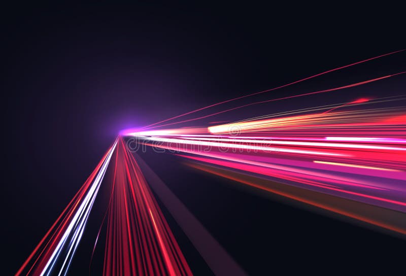 Vector image of colorful light trails with motion blur effect, long time exposure isolated on background vector illustration