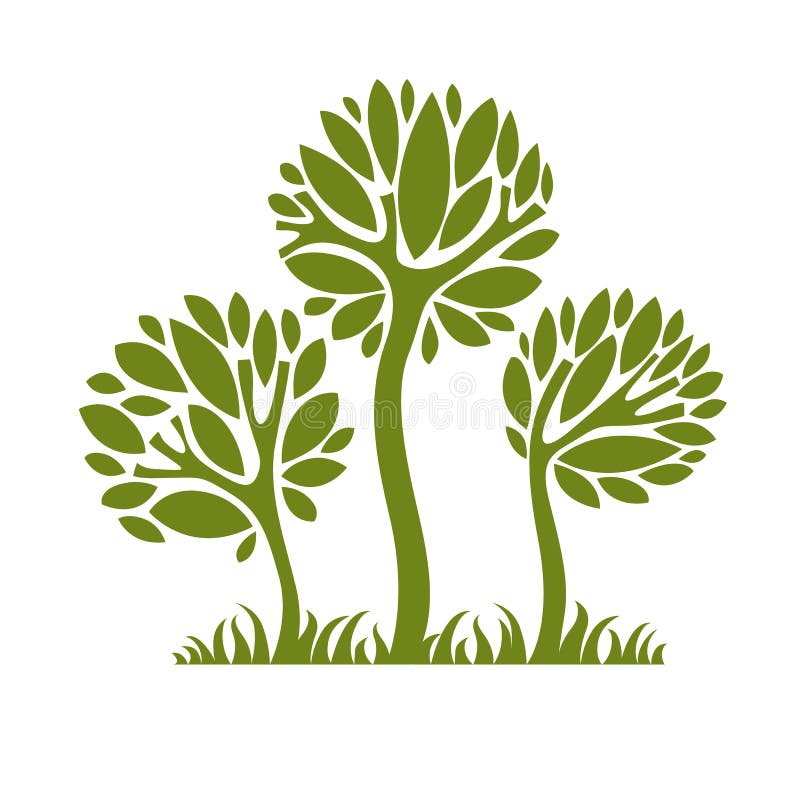 Vector image of creative tree, nature concept. Art symbolic illustration of plant, forest idea. royalty free illustration