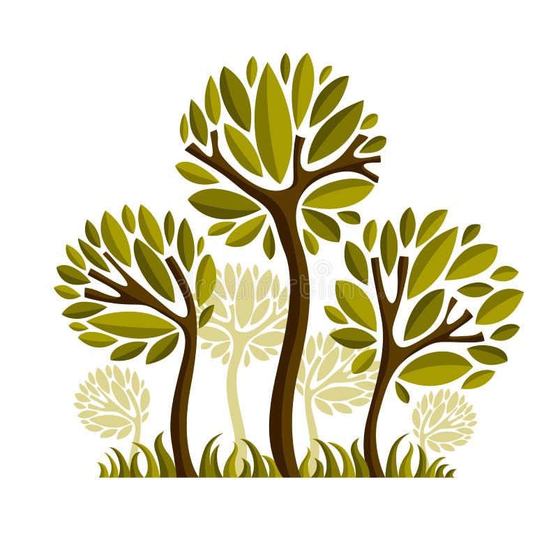 Vector image of creative tree, nature concept. Art symbolic illustration of plant, forest idea. royalty free illustration