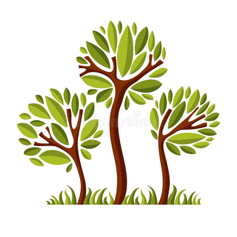 Vector image of creative tree, nature concept. Art symbolic illustration of plant, forest idea. vector illustration