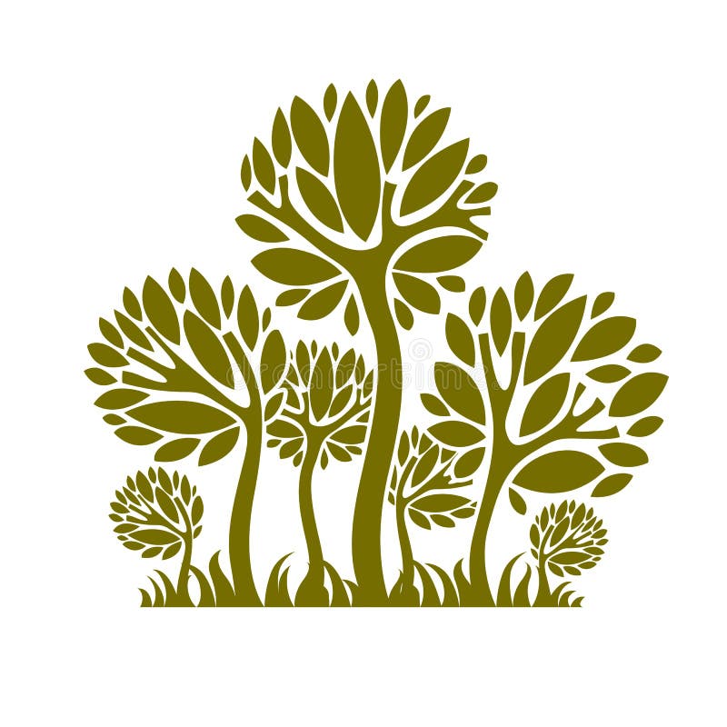 Vector image of creative tree, nature concept. Art symbolic illustration of plant, forest idea. stock illustration