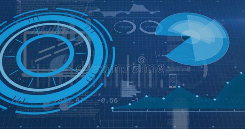 Vector image of digital circular patterns with pie diagrams and graphs, copy space vector illustration