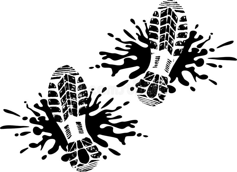 Vector image ink footprints and blobs vector illustration