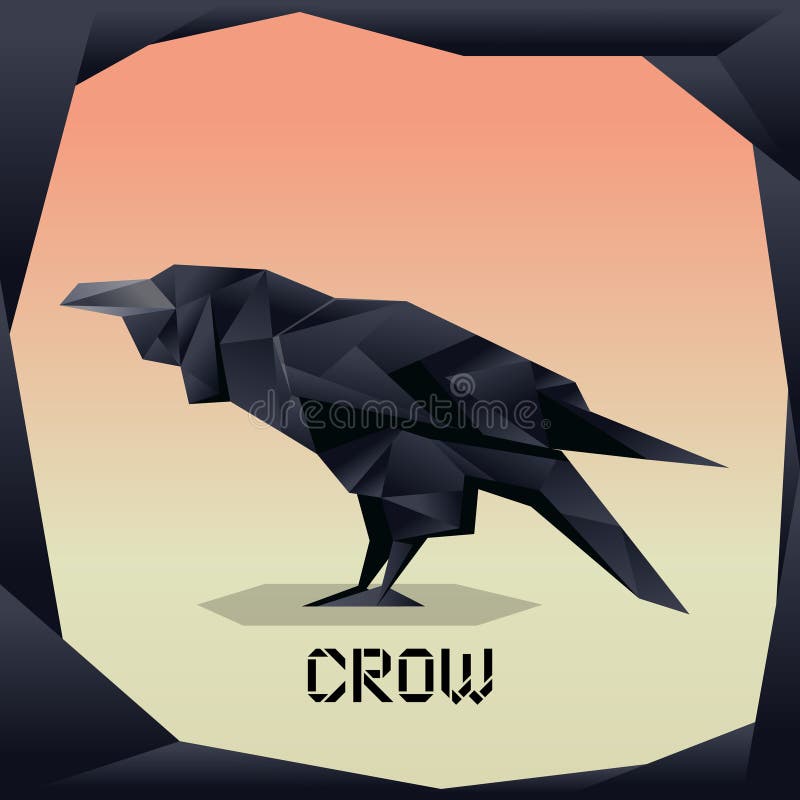 Origami Black Crow vector illustration