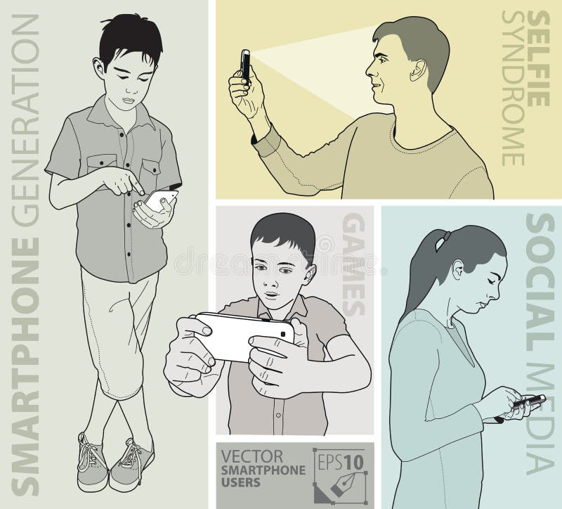 Vector image of people using smartphone vector illustration