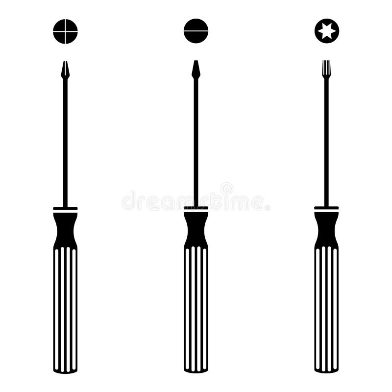 Screwdrivers of Three Types Stock Vector Illustration of outline, service 107291107