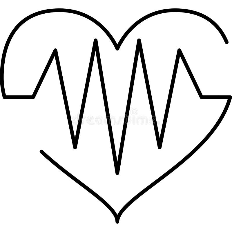 Heartbeat Heart Shape Outline Icon Vector Stock Vector - Illustration ...