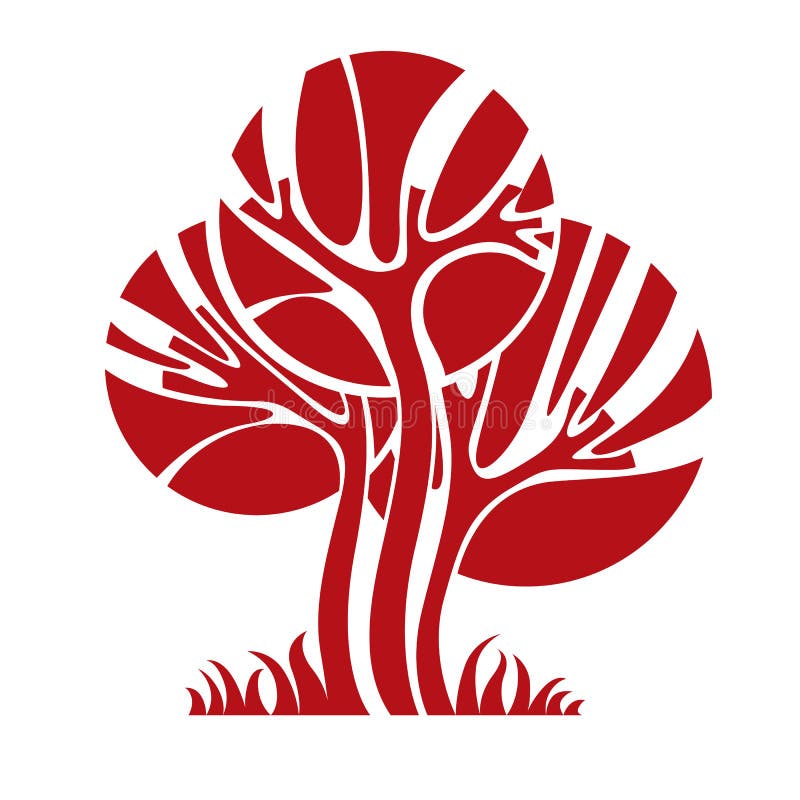Vector image of single creative tree, nature concept. Art symbol vector illustration