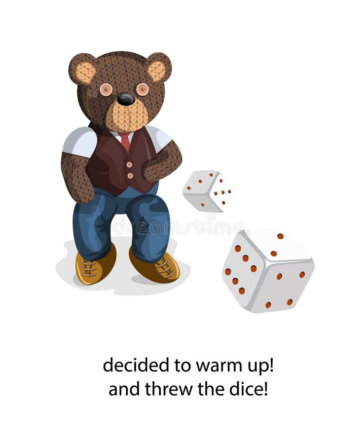 Vector Image of a Soft Toy Bear, Depicted Alive with a Touch of