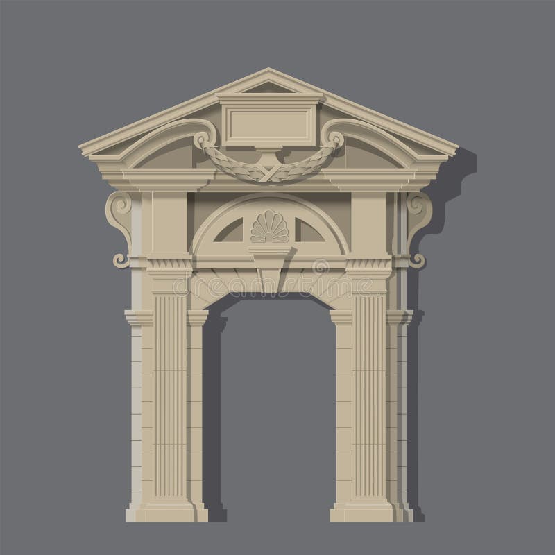 Vector image, stone entrance of house