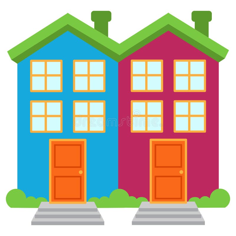 vector image two brightly colored semi detached houses apartments 38563125